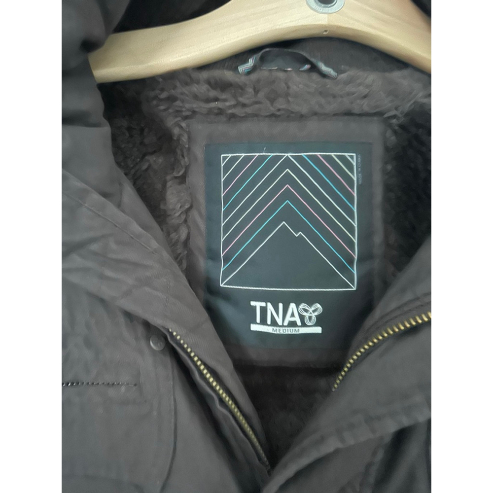 Women's TNA Brown Parka Jacket with Faux Fur Hood, Size M - Picture 3 of 6